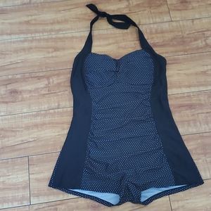 Vintage Style Black Polka Dot Swimsuit